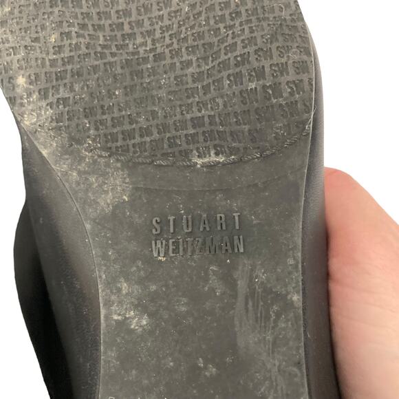 Stuart Weitzman Black Leather Wedge Tall Boots Sz 10.5 - Picture 4 of 7
